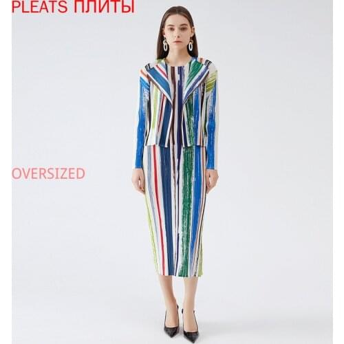Miyake Folds Spring New Fashionable Temperament Slim Dress Slimming Waist Mid-length Dress Women Pleats Elegant Vestido