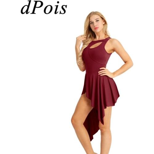 Women Adult Irregular Ballet Dance Dress Gymnastics Leotards Skirt Female Stage Costume Ballerina Lyrical Praise Dance Dresses