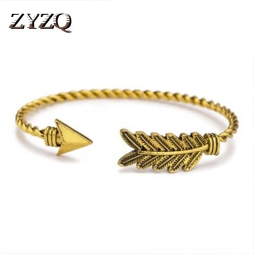 ZYZQ Lovely Geometric Triangle Feather Shaped Adjustable Bangle For Women Lovely New Years Gift Birthday Present For Girlfriend