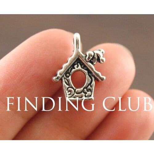 15 pcs Silver Color Bird House Charm DIY Metal Bracelet Necklace Jewelry Findings A1107