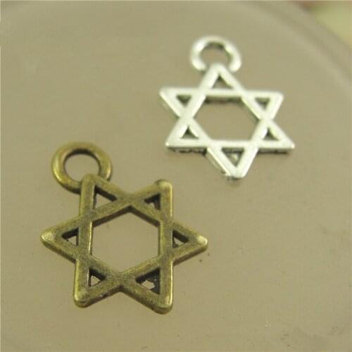 200Pcs/lot Antique Bronze Hexagram Charms 13*9MM Geometric Pendant Bracelets Charms