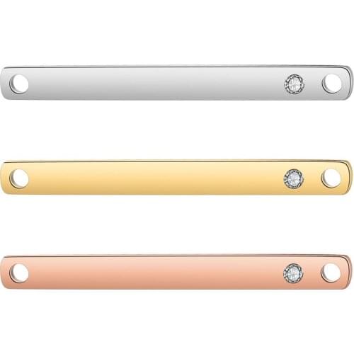 3*32mm 3pcs/lot 100% Stainless Steel Square Blank Bar Connector with Clear Rhinestone For Bracelet