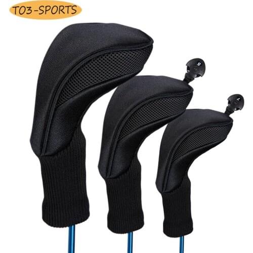 3PCS Knitting Nylon Lengthened Golf Club Headcovers Set Size 1.3.5 Club covers Protector High Flexibility