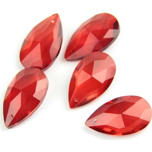 38mm/50mm/63mm/76mm Red Water Drop Almond Crystal Lighting Trimming Pendant Glass Hanging Chandelier Parts For Lamp Prism