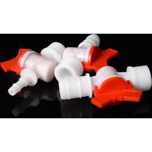 4/6/8/10/12/16/20mm Hose Barb x 1/2" 3/4" BSP Male Thread Two Way Plastic Ball Valve Aquarium Garden Micro Irrigation Connector