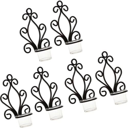 6Pcs Antique Iron Tea Light Holders Candle Votive Wall Mounted Candlestick