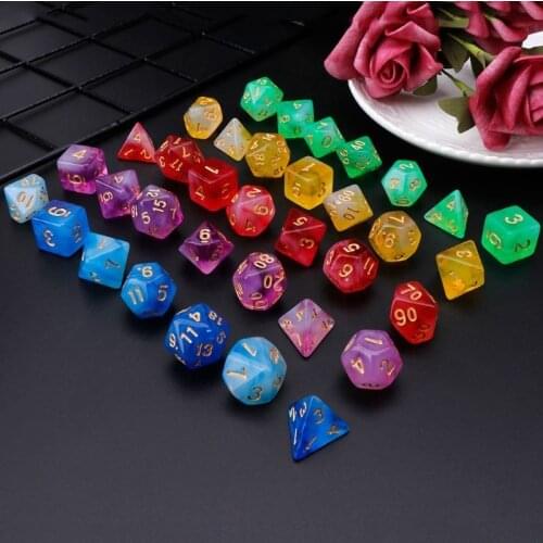 7pcs/set Polyhedral Sided Dice D4 D6 D8 D10 D12 D20 For Dungeons&Dragon D&D RPG Poly Table Game