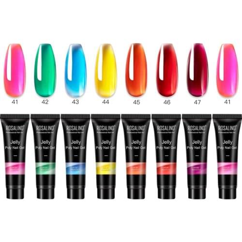 8pcs Jelly Extension Gel Flexible Transparent Nail Glaze Set Transparent Crystal UV Phototherapy Glue Amber Jelly Nail Extender