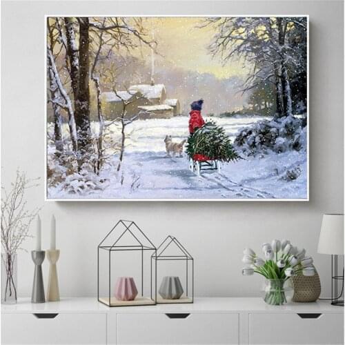 Abstract Painting Winter Snow Landscape Wall Pictures for Living Room Canvas Paintings Wall Pictures Kids Scandinavian Decor