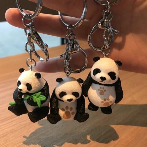 Lovely Panda Keychain Creative Doll Backpack Handbag Car Key Accessories Pendant Keyring New Product Hot Sale Exquisite Gift