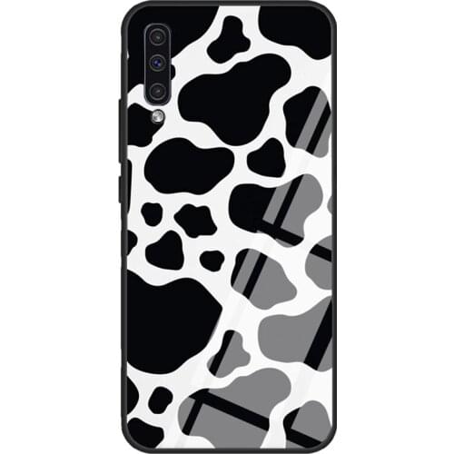 Cow Print Pattern Skin Moo Animal Lover Tempered Glass Case For Samsung A52 A12 A32 A42 A72 A31 A51 A71 A40 A50 A70 A20e A21S