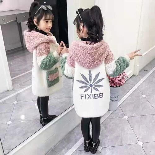 Kids Lovely Panda Hoodie Wool Coat for Baby Girl Winter Panda Clothes Kids Patchworks Coat Wool Blends Jackets for Children