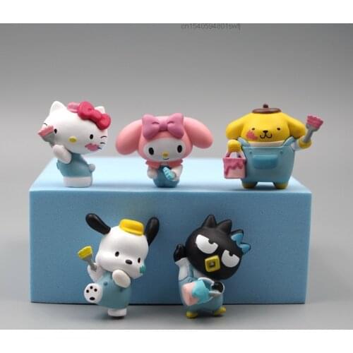5pcs/set Pom Pom Purined My Kittyed Melodyed Hello Badtz Bad Maru Action Figure Toy Figurines Kids Toys For Children Christmas