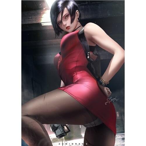 Print Sexy Ada Wong Leon Canvas Art Poster Custom Game Wall Hanging Picture 16x24 24x36 Inch Living Room Decorative Painting