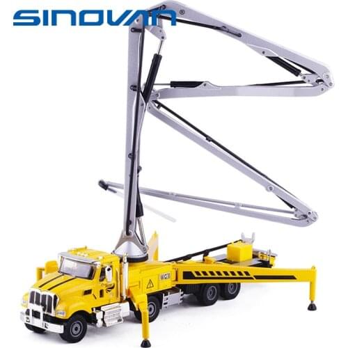 Alloy Diecast Concrete Pump Truck 1:55 Folding Pipe 4 Telescope Stand Construction Truck Model car Collection Gift for Kids Toy