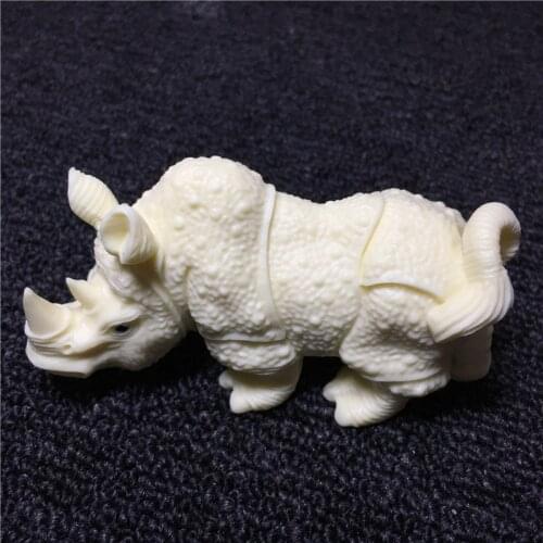 European-style little rhino statue White color handmade sculpture Home decoration accessories car accessories Cute animalsstatue