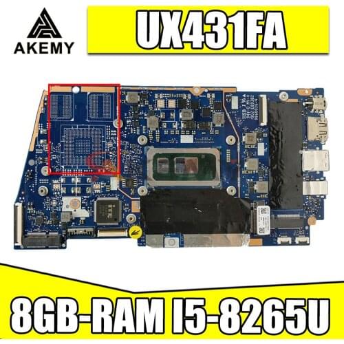 UX431FA/FN Laptop Motherboard For ASUS ZenBook-14 UX431FA UX431FN UX431F Original Mainboard 8GB-RAM I5-8265U GM