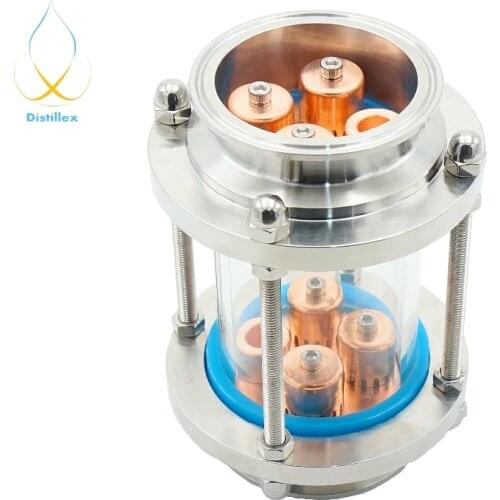 Mini 3" 76mm (OD91mm) 99.9% Red Copper 2 pcs bubble plates Distillation Glass Column for distillation