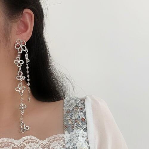 Trendy Korean Long Tassel Design Bohemia Earring Exquisite Drop Earring Wedding Bridal Jewelry