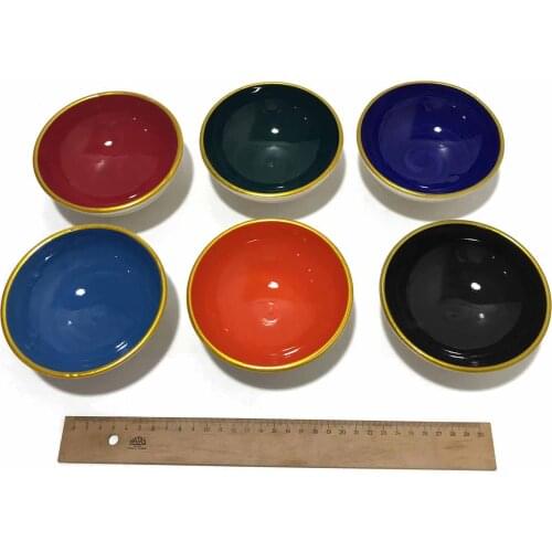 12cm 6 pcs Kütahya Authentic Mixed Color Ceramic Pottery Bowl Set decor for nuts turkish traditional anatolian handmade ceramics