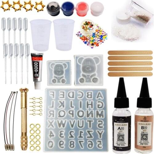 Letter Transparent Resin Mold Set Epoxy Glue Little Bear Silicone Moulds For DIY Keychain Earring Jewelry Making Tools