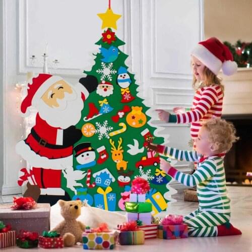 New DIY Felt Christmas Tree with Snowman Advent Calendar Wall Hanging Ornament Christmas Decoration Gifts Party Supplies