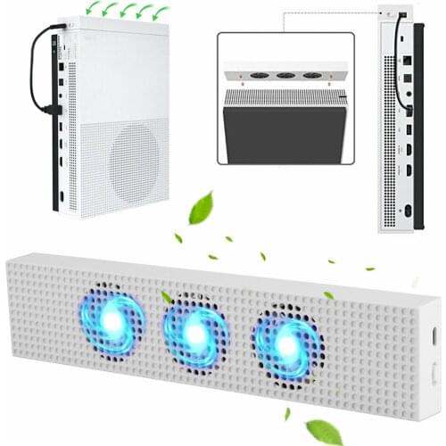 For Xbox One S Cooling Fan With 2 USB Ports Hub And 3 H/L Speed Adjustment Cooling Fans Cooler For Xbox One Slim Gaming Console