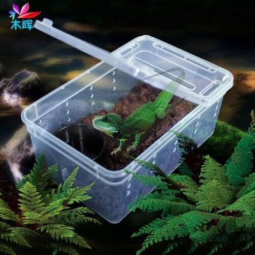 Transparent Plastic Box Insect Reptile Transport Breeding Live Food Feeding Box APR1_35