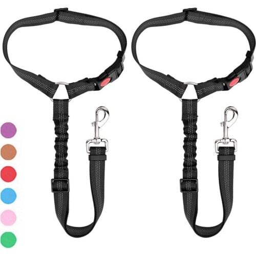 Headrest Restraint Dog Seat Belt Pet Travel Car Safety Seatbelt Adjustable Dog Reflective Elastic Bungee Leash Connect Harness