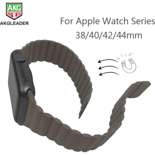 For Apple Watch 4 5 40mm 44mm Watch Band Double Magnetic Clasp Loop Leather Wrist Strap For Apple Series 1 2 3 Watchband 38/42mm