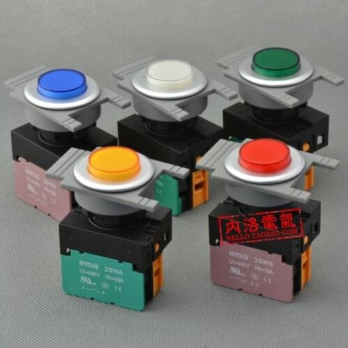 [ SA ]Imports EMA 30mm illuminated pushbutton switch E3P2 *. M/A self-resetting/locking DC6/12/24V/AC110V/220V 1NO/1NC-10P