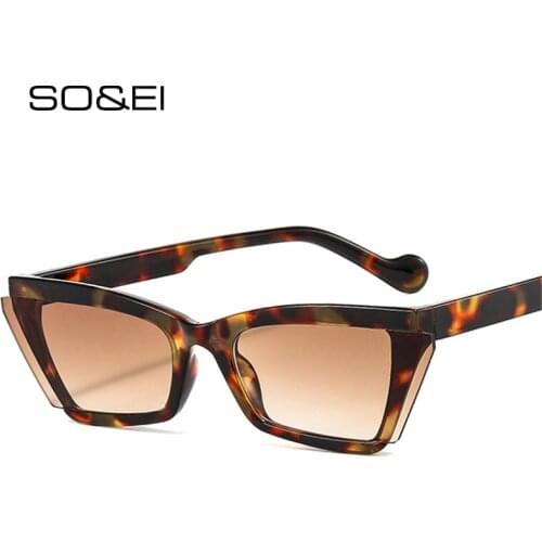 SO&EI Ins Popular Fashion Cat Eye Women Sunglasses Retro Brand Designer Semi-Rimless Lens Eyewear Men Shades UV400 Sun Glasses