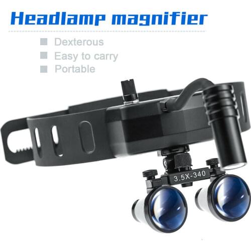 Dental Instrument Medical Surgical Magnifier Headband Magnifying Dental Loupes with 5W LED Lights Headlight 2.5X420mm/3.5X-340mm