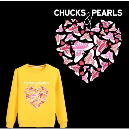 Heart Shaped Shoe Thermal Sticker On Clothes Iron On Transfers Patch For Clothing DIY T-Shirt Tops Heat Transfer Vinyl Applique