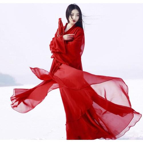 2pcs Ancient Chinese Costume Women Clothes Traditional Hanfu Tang Dynasty Classical Dance Costumes Folk Fairy Dress Red Outfits