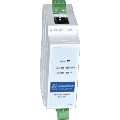 USR-DR302 DIN-rail RS485 Serial to Ethernet Converter Bidirectional Transparent Transmission Between RS485 and RJ45