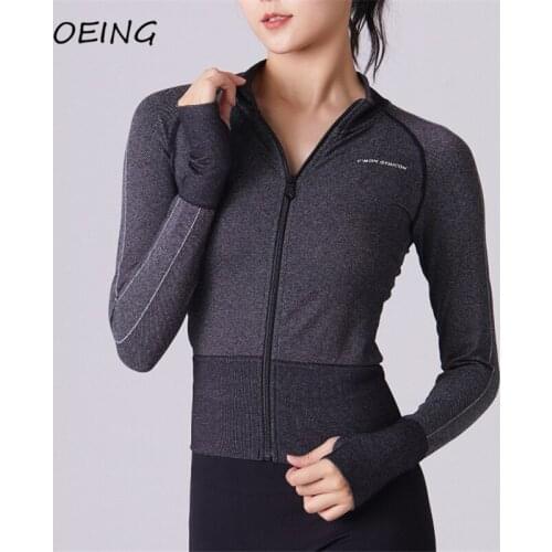 2021 Spring Womens Fitness Yoga Shirts Dry Fit Casual Zip Up Gym Activewear Tops