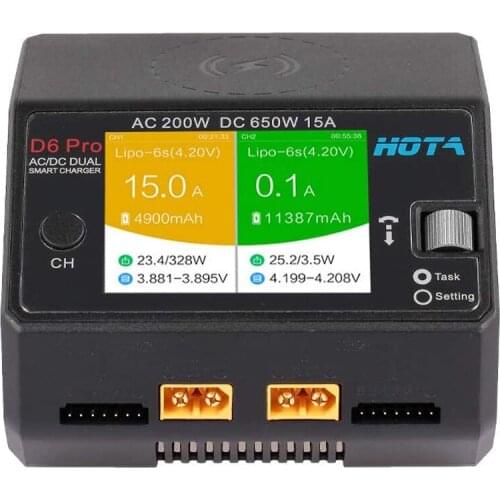 HOTA D6 Pro Charger AC200W DC650W 15A for Lipo NiMH Battery Phone Wireless Charging RC Car Drone Parts