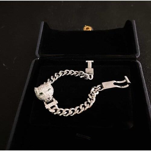 QTT 100% 925 Sterling Silver Bracelet For Women Leopard Zirconia Bracelets On Hand Adjustable Fine Jewelry Party Gift