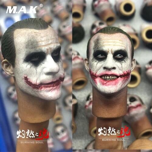 1/6 Scale Male Head Carved Bat Bank Robber Joker Heath Ledger Head Sculpt Head Accessory Model for 12 inches Action Figure