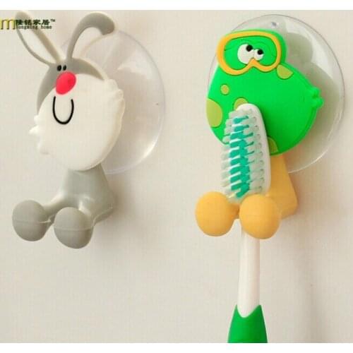 1PC Cute Cartoon sucker toothbrush holder Suction Hooks Tooth Brush Holder Storage Rack OK 0124