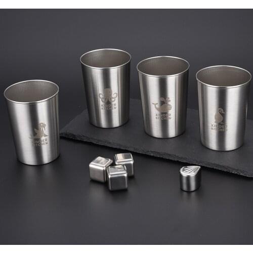 10oz Outdoor Camping Travel Mugs Drinking Coffee Tea Beer Stainless Steel Mugs Tumbler Pint Glasses Metal Cups