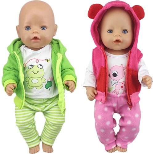 2021 Cute Fashion Frog Suits Fit For 43cm Born Baby Doll 17 Inch Reborn Bebe Doll Clothes
