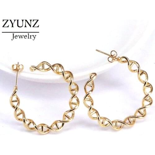 5 Pairs, Simple Twist Twisted Metal Stud Earrings Charm Gold Plated Copper Jewelry Accessories