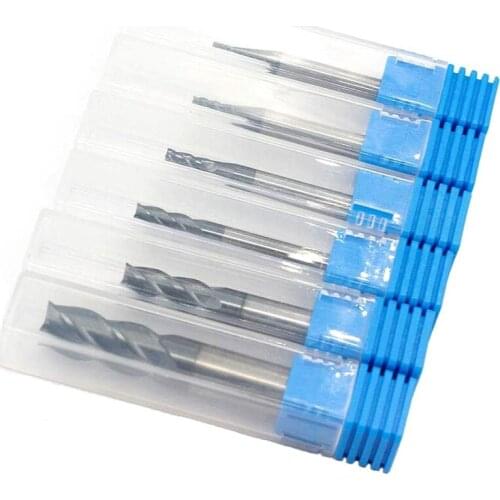 6Pcs 4 Flutes End Mills Set for Steels Square CNC Carbide Milling Cutter Spiral Router Bits Dia(1 2 3 4 6 8mm)