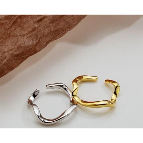 Glossy 925 sterling silver irregular ring female ins cold wind personality wild open ring