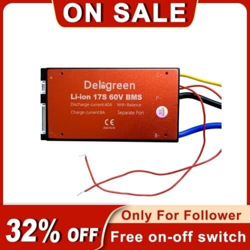BMS 17S 60V 40A Discharge PCB On-Off Switch for 3.7V Lithium Battery 18650 Li-ion LiNCM Li-Po DIY Battery Pack