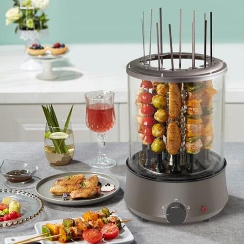Household Electric Barbecue Grill Skewers Automatically Rotate Smokeless Adjustable Temperature Electric Grill