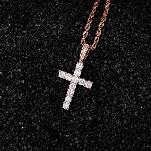 JINAO Hip Hop Cross Pendant Necklace Micro Pave CZ Stones Prayer Necklace & Pendants For Men & Women 3 Chains Available