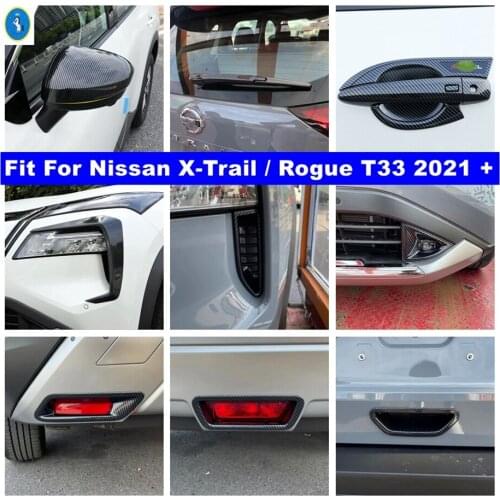 Carbon Fiber Look Exterior Refit Kit Door Handle Bowl / Fog Lights Cover Trim For Nissan X-Trail X Trail / Rogue T33 2021 2022